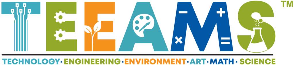 TEEAMS curriculum logo, Technology, Engineering, Environment, Art, Math, and Science, Meadow Montessori School